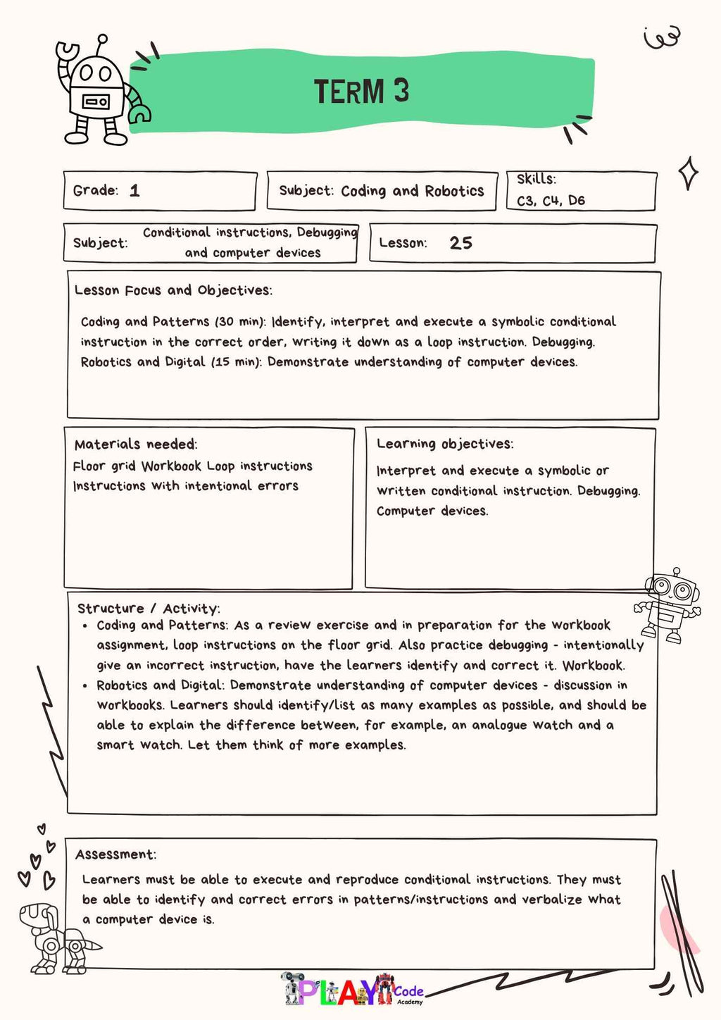 Gr 1 Lesson Plans for Workbook