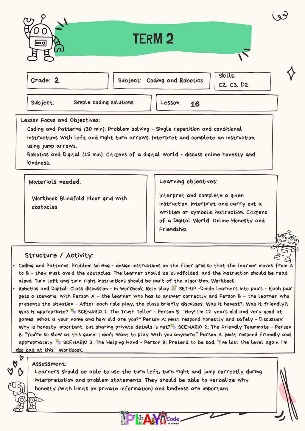 Gr 2 E-Book Lesson plans for Workbook