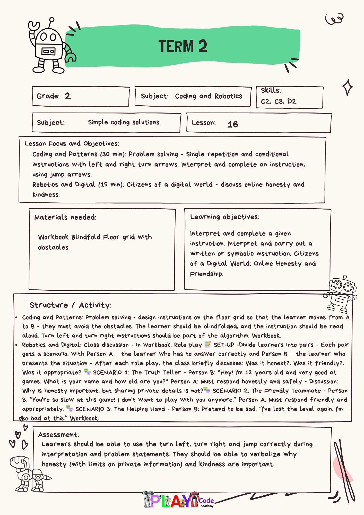 Gr 2 E-Book Lesson plans for Workbook