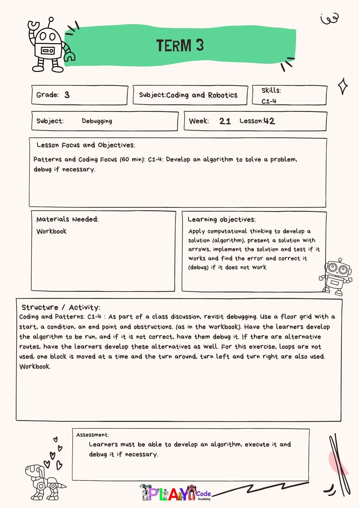 Gr 3 E-Book Lesson Plans for Workbook