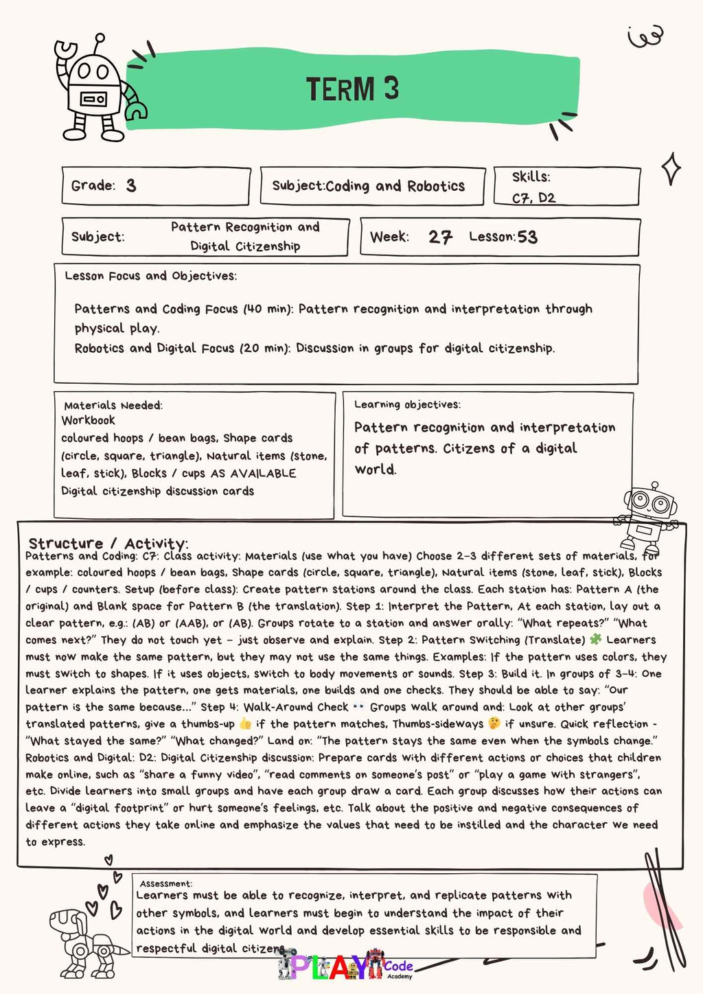 Gr 3 E-Book Lesson Plans for Workbook