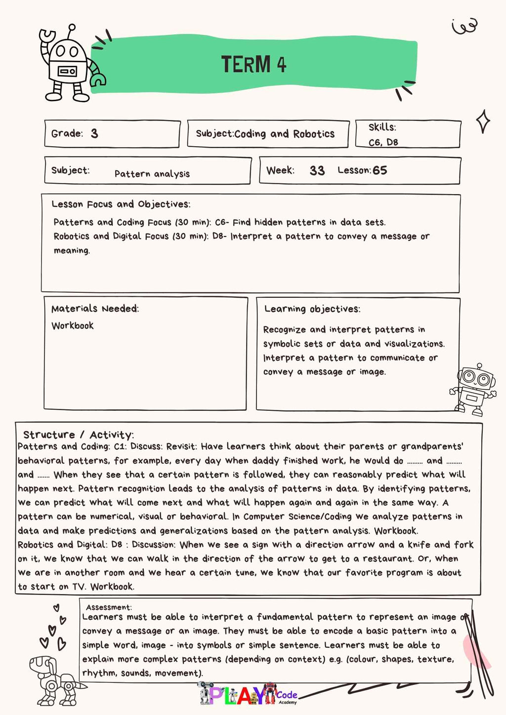 Gr 3 E-Book Lesson Plans for Workbook
