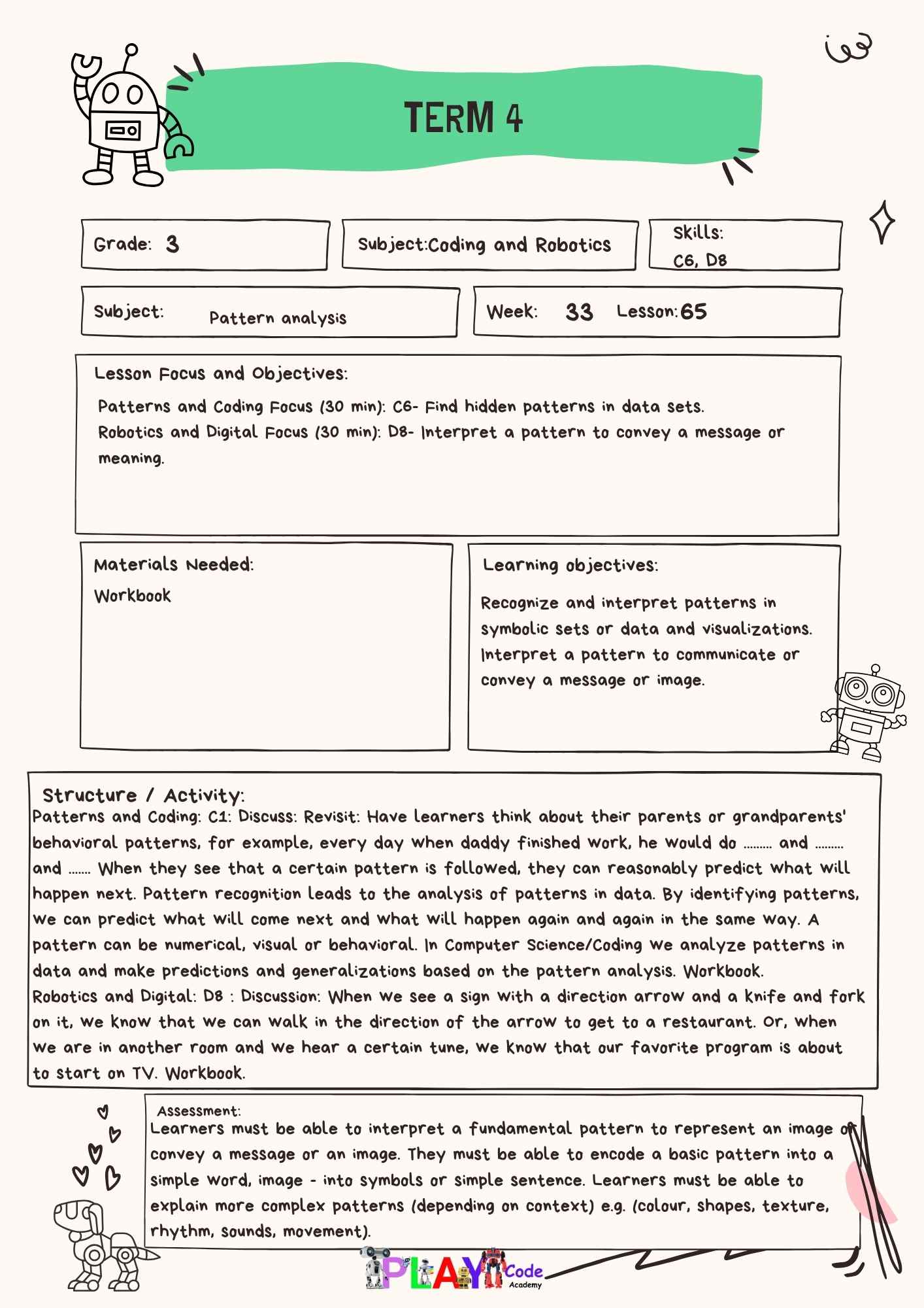 Gr 3 E-Book Lesson Plans for Workbook